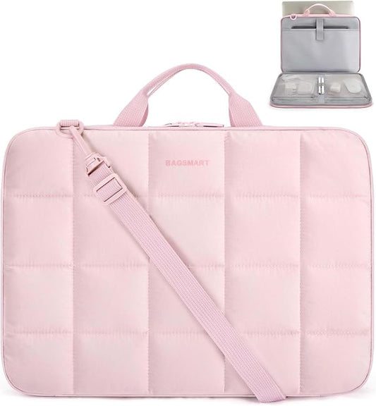 BAGSMART 15-16 inch Laptop Case with Strap, Fluffy Padded Laptop Bag with Handle, MacBook Case Compatible with MacBook Air/Pro 15.6 inch, Laptop Briefcase Fitted with Dell, HP, Lenovo