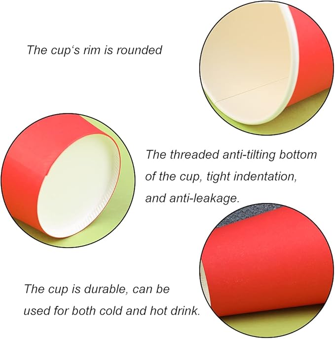 Paper Cups 8 oz 110 Pack, Disposable Paper Coffee Cups for Hot or Cold Beverage Drinking for Party, Picnic, BBQ, Travel, and Event -Red