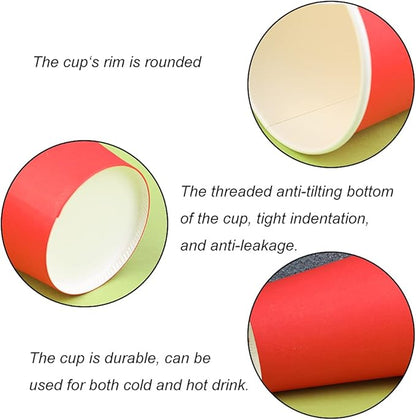 Paper Cups 8 oz 110 Pack, Disposable Paper Coffee Cups for Hot or Cold Beverage Drinking for Party, Picnic, BBQ, Travel, and Event -Red