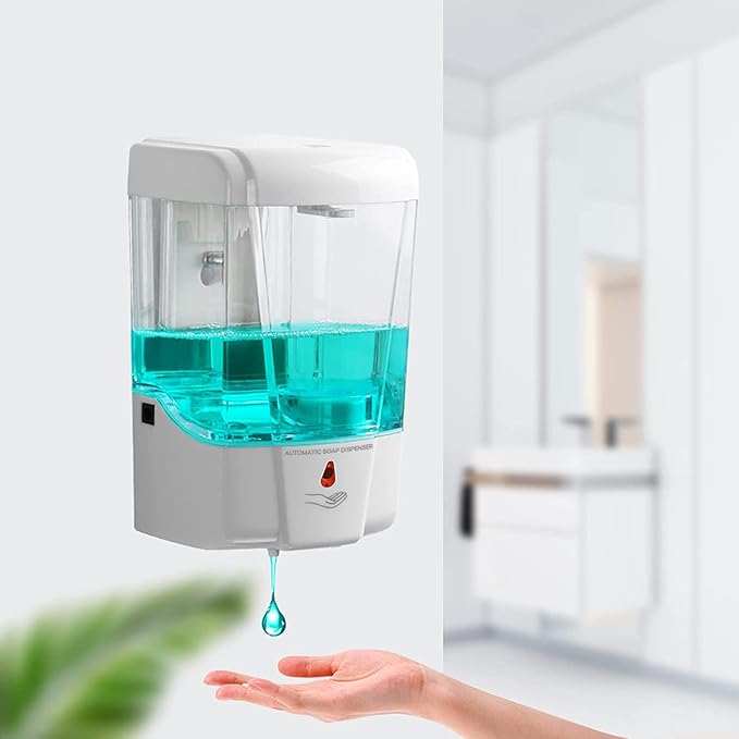 Touchless Automatic Hand Sanitizer Dispenser, Gel Wall Mount Hands Free Soap Dispenser Mounted 700ML for Hotel, Office, School, Kitchen, Church, Shopping Mall, Applicable to Multiple scenarios White