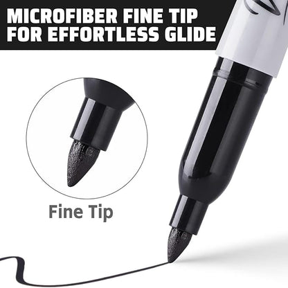 36 Pack Permanent Markers Fine Tip, Black Permanent Marker Pens for Office, School & Home, Waterproof, Smear-Proof, Quick-Drying