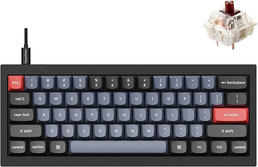 Keychron Q4 Wired Custom Mechanical Keyboard, 60% Layout QMK/VIA Programmable Macro with Hot-swappable Gateron G Pro Brown Switch Double Gasket Compatible with Mac Windows Linux (Black)