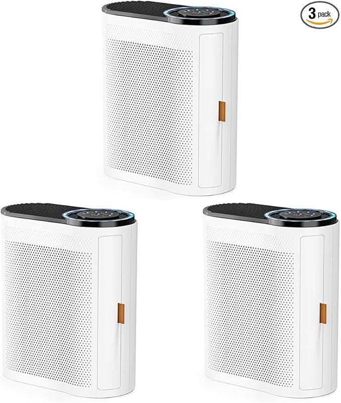 AROEVEAir Purifiers for Home Large Room Upto 1095 Sq.Ft Coverage with Air Quality Sensors Impressive Filter Layer with Auto Function for-Home,Bedroom, MK04- White(Available for California)(Pack of 3)