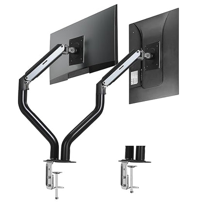 Lyngins Dual Monitor Desk for 15 to 27 Inch Screens Computer Dual Monitor Stand for Desk, Stand Up to 26.4lbs Monitor Wall Mount, VESA Mounting Holes 75 and 100mm, Black