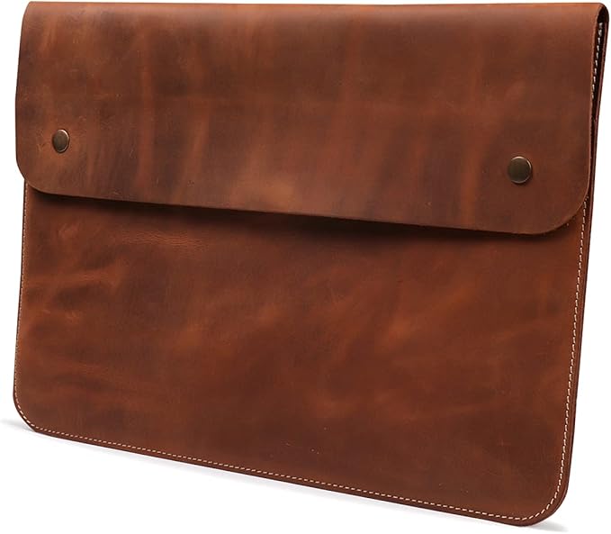 MegaGear Top Grain Leather MacBook Bag Laptop Sleeve for MacBook Pro and MacBook Air Case - 14 Inch - 13 Inch (M4, M3, M2, M2, M1, Pro & Max) - 13.3 Inch - iPad Pro 12.9 Inch - 2020 to 2024 Models