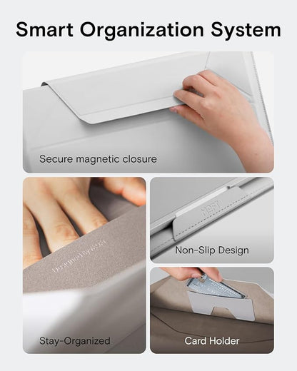 MOFT Laptop Carry Sleeve, 2-in-1 Laptop Bag & Stand for 16" MacBook Air/Pro & Dell/HP/Lenovo/Asus, Stylish Slim Computer Sleeve Bag with Expandable Storage for Computer Accessories, Panna Cotta