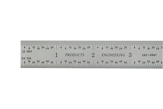 PEC Tools 6" x 150mm Machinist Metal Ruler, High Carbon Steel, English/Metric Markings 1/32", 1/64", 0.5mm, 1mm, Suitable for Engineers Between Imperial and Metric Systems, Made in USA
