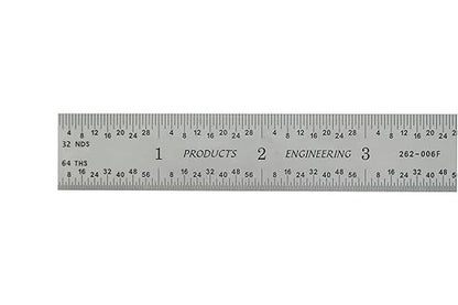 PEC Tools Rigid 6" Metal Ruler Set of 2, High Carbon Steel, Measurement Markings 1/32", 1/64", 0.5mm, 1mm, Suitable for Engineers Between Imperial and Metric Systems, Made in USA