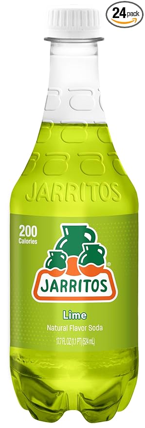 Jarritos - Mexican Soda Soft Drinks, Lime (17.7 oz, 524ml) 24 Bottles - Made with Real Cane Sugar - 0g Fat - Made in Mexico - Natural Flavor Soda Pop - Party & BBQ Beverages