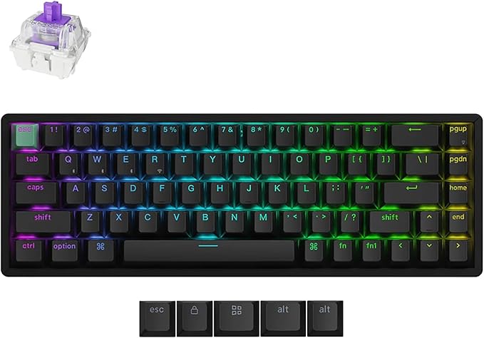 Keychron K6 HE 65% Wireless Mechanical Keyboard, 2.4GHz & Bluetooth, Gateron Double-Rail Magnetic Switch, Shine-Through PBT Keycaps, Aluminum Frame, Compatible with Windows/Mac – Black