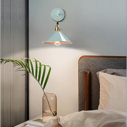 Sea Green Wall Sconce 2-Pack, Hanging Height-Adjustable Wall Lamp, Plug-in&Hardwire Optional Wall Light Fixture with On/Off Switch for Bedroom Coffee Bar