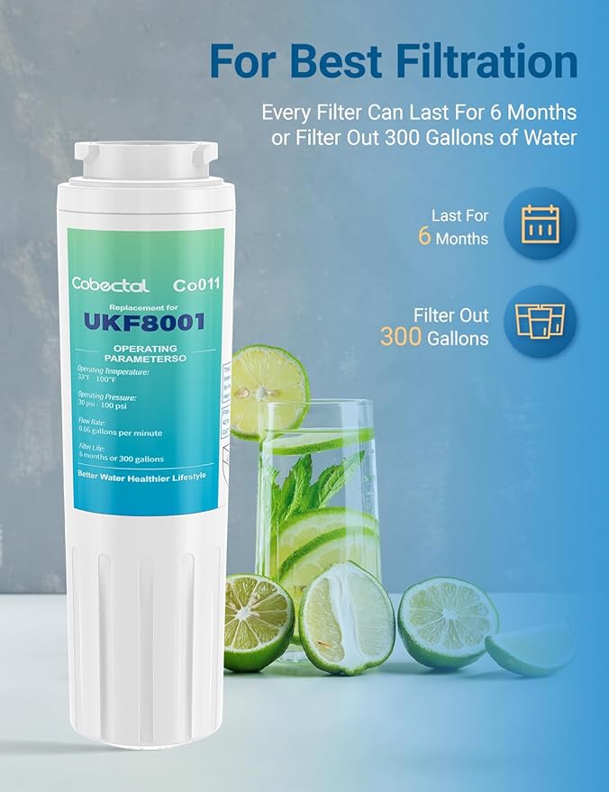 EDR4RXD1 Replacement For whirlpool Water Filter UKF8001, Filter 4 krfc300ess01 wrf555sdfz16 wrx735sdhz00, wrx735sdhz02, fit for May*tag Ukf8001axx-200, Hdx Fmm-2 Water Filter 3 pack
