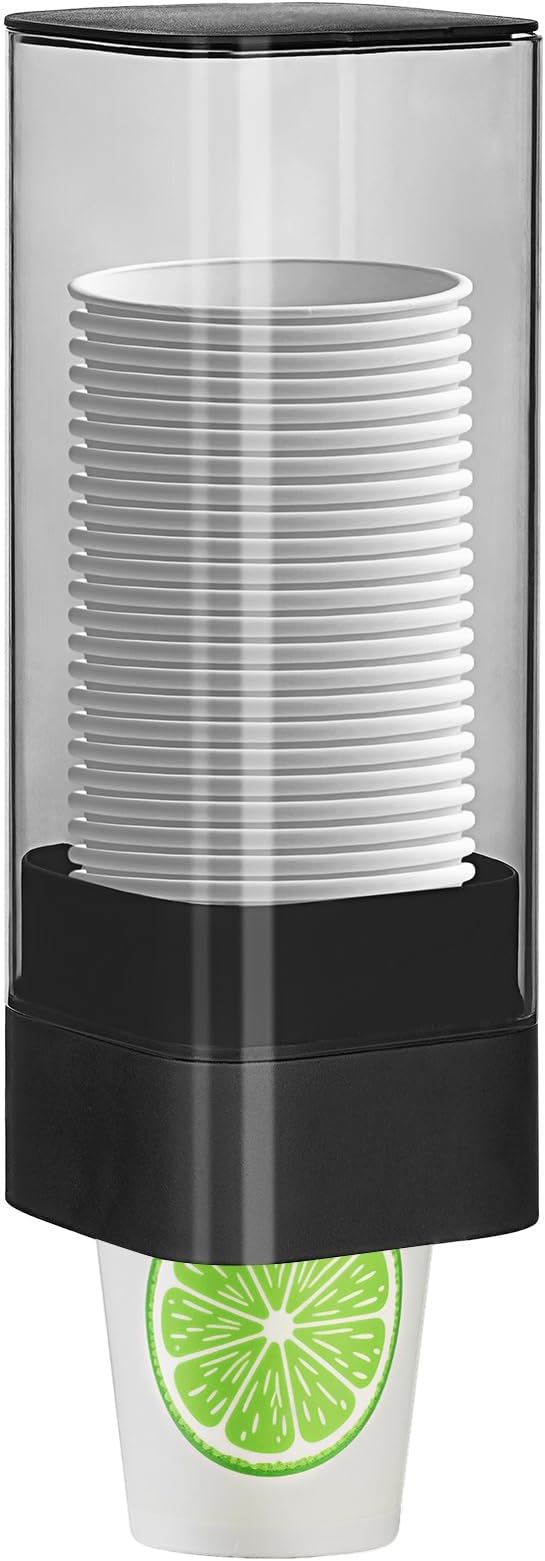 MYITYARD Cup Dispenser, Pull Type Wall Mount Cup Holder for Water Cooler Fit 3oz-5oz Disposable Paper and Plastic Cups, Bathroom Mouthwash Cup Dispenser for Home, Office, Gym, Hospital (Black)