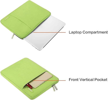 MOSISO Laptop Case 13.3 inch, 13-13.3 inch Laptop Sleeve Compatible with MacBook Air/Pro 13/Pro 14 M5 M4 M3 M2 M1, HP Dell ASUS Lenovo,Polyester Vertical Computer Sleeve Bag with Pocket, Lime Green