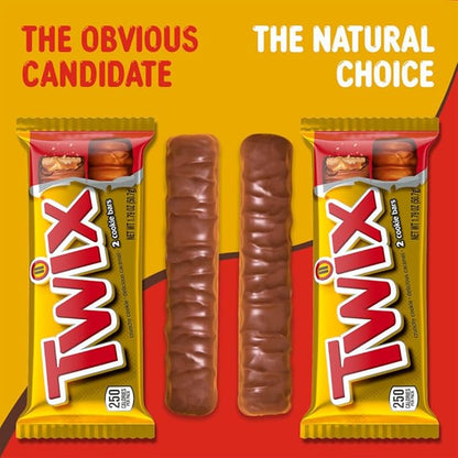 TWIX Bulk Chocolate Candy Individually Wrapped, Full Size, Caramel Chocolate Cookie Candy Bar, Perfect for Snacks, Parites, Goodie Bags, Holidays 36-Count Box