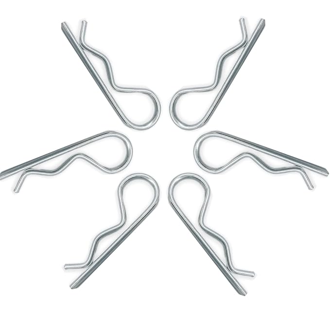 6pcs Heavy Duty Hitch Pin R Clip, Spring Tension, M3.5x75mm - Large, for Trailers & Tractors
