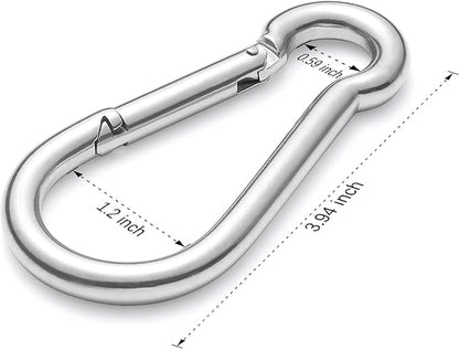 sprookber 316 Stainless Steel Carabiner Clip, Marine Grade Heavy Duty Spring Snap Hook for Outdoor, Boat, Hammock, Set of 5