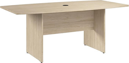 Bush Business Furniture 72-inch Office Conference Table with Wood Base, Boardroom Meeting Space for 6 Users, Natural Elm