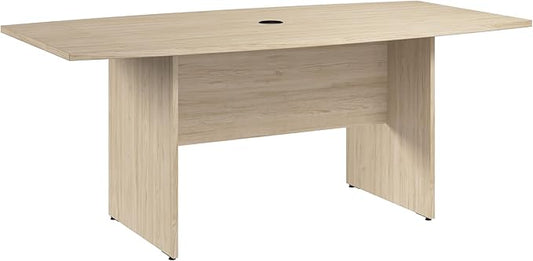 Bush Business Furniture 72-inch Office Conference Table with Wood Base, Boardroom Meeting Space for 6 Users, Natural Elm