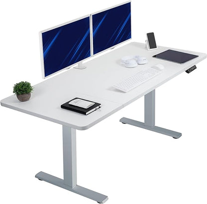 VIVO Electric 60 x 30 in Standing Desk, Memory Height Adjustment, 1B Series, White Top Gray Frame, DESK-KIT-1G6W-30