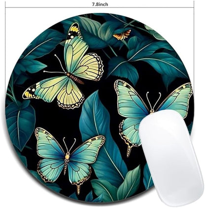 Butterfly Mouse Pad Round Non-Slip Rubber Mousepad Laptop Office Computer Decor Cute Desk Accessories Customized Design Mouse Pad