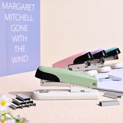 Temiary Stapler, Desktop Metal Staplers with 2000 Standard Staples, 25 Sheet Capacity, One Finger Stapling, Jam Free, No Effort Staplers for Classroom, Office or Desk (Green)