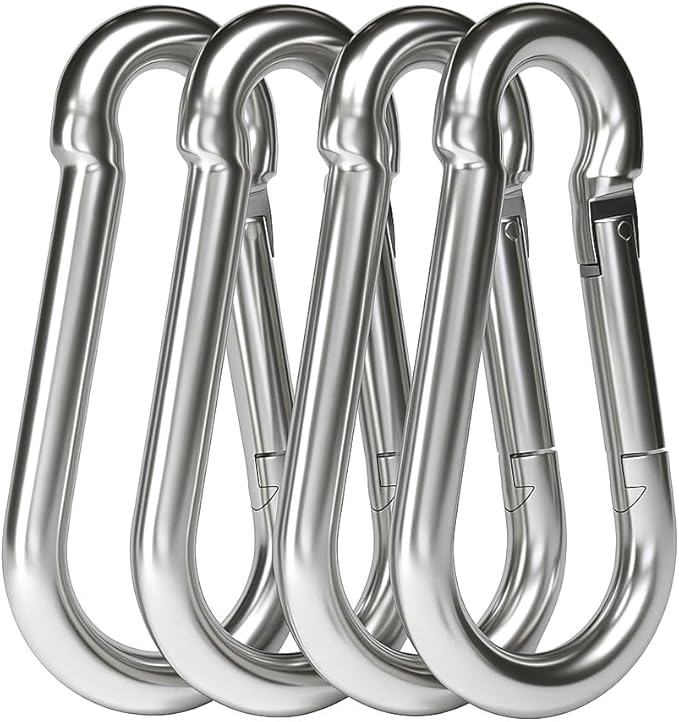 dimok Heavy Duty Carabiner Clips Stainless Galvanized Carbon Steel Spring Snap Hook Set for Camping Swing Boating Hammock Hiking 3 1/2 Inch