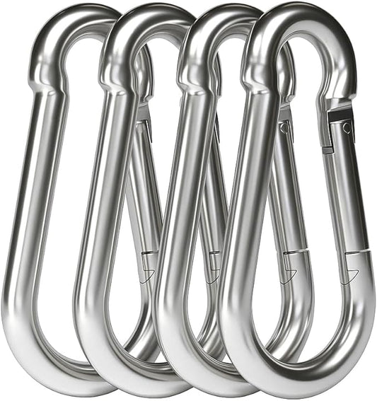 dimok Heavy Duty Carabiner Clips Stainless Galvanized Carbon Steel Spring Snap Hook Set for Camping Swing Boating Hammock Hiking 3 1/2 Inch