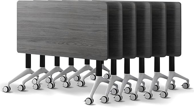 Conference Room Table with Flip-Top Design for Dynamic Meetings, Business Table Computer Desk with Heavy-Duty Frame,Foldable Seminar Meeting Tables for Home Office (6, B, 47.2IN)