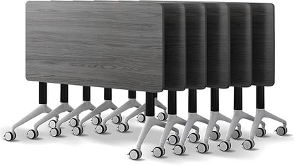 Conference Room Table with Flip-Top Design for Dynamic Meetings, Business Table Computer Desk with Heavy-Duty Frame,Foldable Seminar Meeting Tables for Home Office (6, B, 61IN)