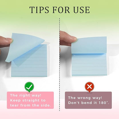 Pop Up Sticky Notes Lined 3x3 inch,12 Pad Easy to Post Sticky Notes with Lines, 600 Sheet, Pink Purple Blue Yellow Green Orange Color, Office Accessories