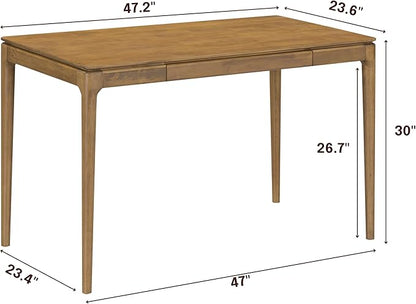 NTC Mingle Console Table 47" – Modern Desk with Drawer, Water & Heat Resistant Tabletop, Teak Look