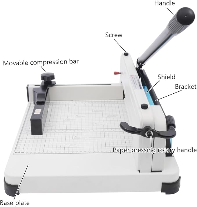 12-Inch Heavy Duty Paper Cutter, Manual Guillotine Trimmer with Safety Lock & Metal Base, Cuts 400 Sheets for A4/B5/A5 Paper, Ideal for Office, School, Craft & Printing Shop Use