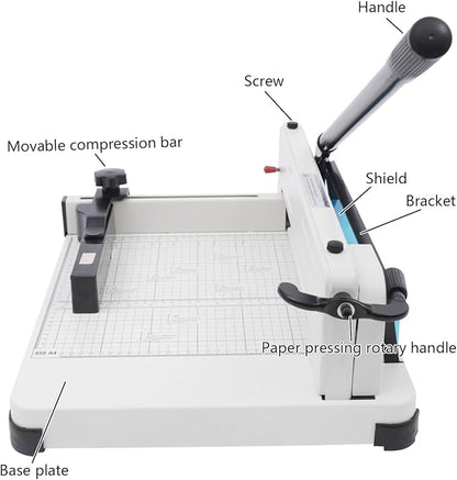 12-Inch Heavy Duty Paper Cutter, Manual Guillotine Trimmer with Safety Lock & Metal Base, Cuts 400 Sheets for A4/B5/A5 Paper, Ideal for Office, School, Craft & Printing Shop Use