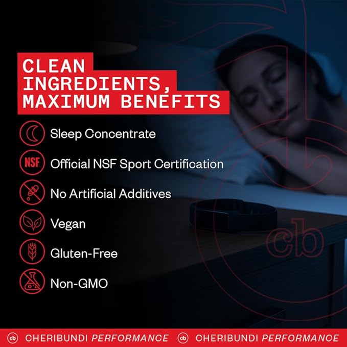 Cheribundi Tart Cherry Juice Sleep | Tart Cherry Juice with L-Theanine & Valerian Root | Athletes Recovery Drink | Promotes Restorative Sleep, Muscle Recovery & Boosts Performance | 8 floz (12 Pack)