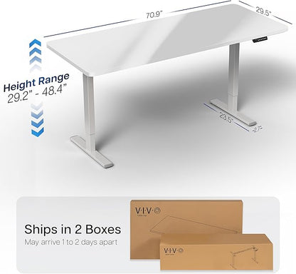 VIVO Electric Dry Erase 71 x 30 in Standing Desk, Memory Height Adjustment, 1B Series, Whiteboard Top Gray Frame, DESK-KIT-1G7WE