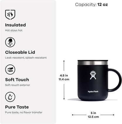 Hydro Flask Coffee Mug – Insulated Stainless Steel, Non Spill, Leak Resistant Travel Mug 12 Oz Cloud Pink