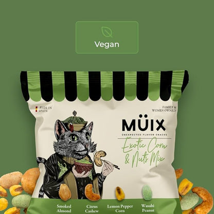 Müix Snacks, Special Flavor Trail Mix, Exotic Mix, Mix Snacks (Smoked Almond, Citrus Cashew, Peppper Lemon Corn, Wasabi Peanut) - 2.3 Ounce Bags (Pack of 16 Bags)