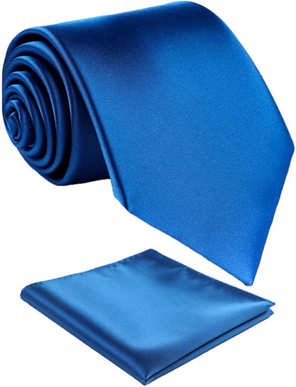 Mens Solid Satin Mens Tie With Hanky,Handmade Neckties For Men
