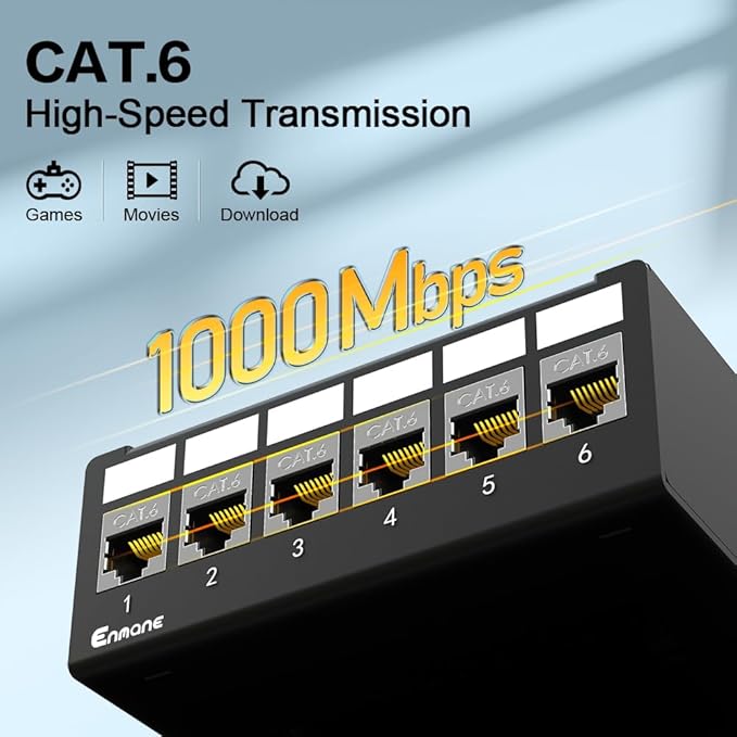 6 Port Patch Panel CAT6 Keystone Patch Panel UTP Network for Home/Office (1U 6Port, CAT6 Shielded)