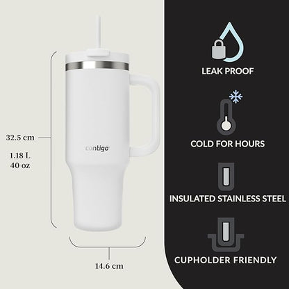 Contigo Streeterville 40oz Tumbler, Stainless Steel Vacuum Insulated, Leak-Proof, Cold for 29 Hours, Salt