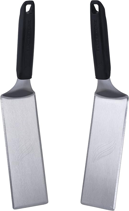 BLACKSTONE 5550 Extra Long Griddle Spatula Set of 2- Perfect Heavy-Duty Stainless Steel Premium Flat Top BBQ Grill Accessories, Non-Slip Plastic Handle, Heat Resistant, Dishwasher Safe Easy to Clean