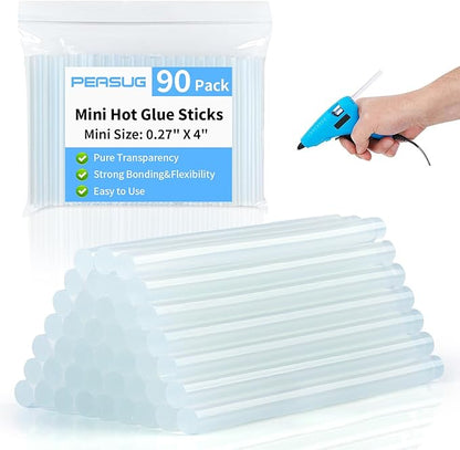 Mini Hot Glue Sticks Bulk, Clear Glue Gun Sticks for Metal, Wood, Glass DIY Art Craft & School Projects Craft, Bond (90 Pcs 8" X 0.27")