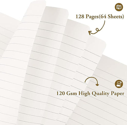 Huhuhero Notebooks Journal, Ruled Notebook, Premium Thick Paper Lined Journal, Black Hardcover Notebook for Office Home School Business Writing Note Taking Journaling, 5"×8.25" (5, Brown)