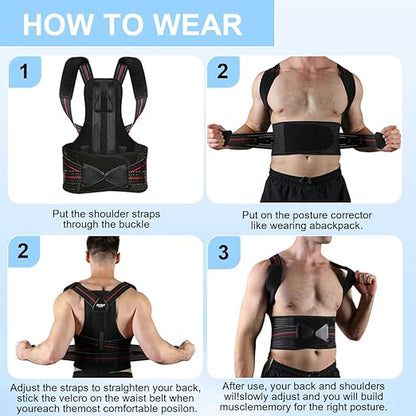 Posture Corrector for Women and men Adjustable Back Brace Posture Corrector For Back Pain Relief - Scoliosis, Hunchback, Spine Corrector Medium(waistline 27.5in-33.5in)