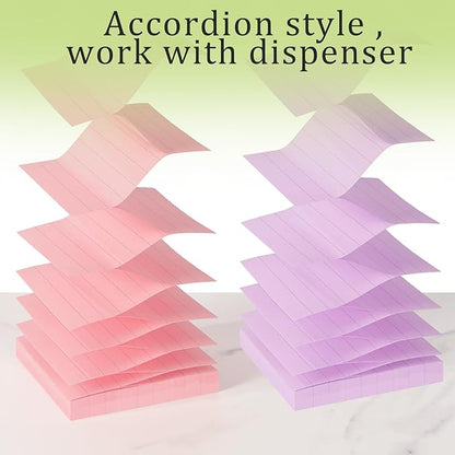 Pop Up Sticky Notes Lined 3x3 inch,12 Pad Easy to Post Sticky Notes with Lines, 600 Sheet, Pink Purple Blue Yellow Green Orange Color, Office Accessories