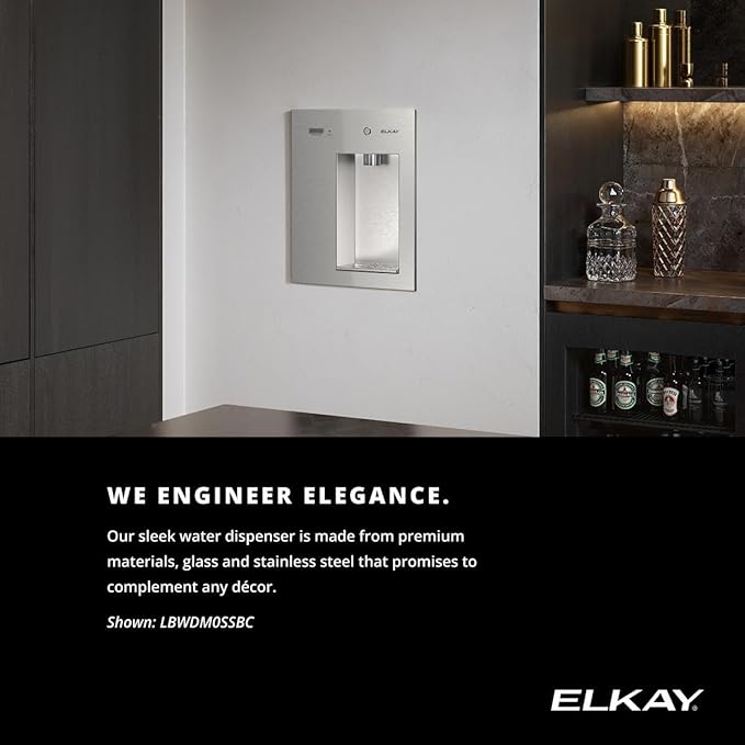 Elkay Liv EZ Built-in Filtered Wall-Mount Water Dispenser – Battery Powered, NSF Certified, Push Button, Reduces Lead & PFAS, Midnight Black – Ideal for Home