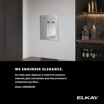 Elkay Liv EZ Built-in Filtered Wall-Mount Water Dispenser – Battery Powered, NSF Certified, Push Button, Reduces Lead & PFAS, Steel Gray – Ideal for Home