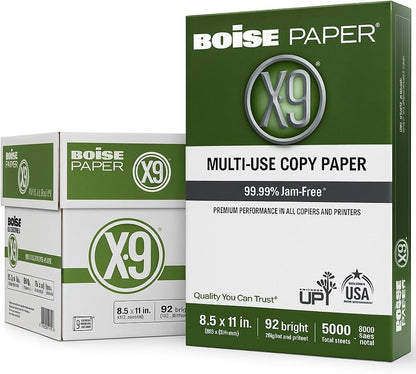 8.5 x 11 Copy Paper, 10 Reams (5000 Sheets), 20 lb White Printer & Copier Paper, 92 Brightness Multi-Use Letter Size - X-9 Series - Paper for Home, Office & School Printing