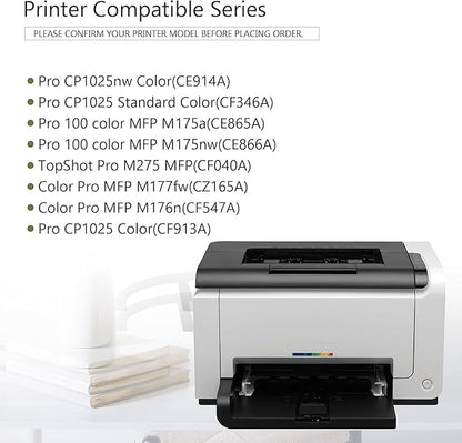 126A Toner Cartridges (4-Pack) | CE310A Black, CE311A Cyan, CE312A Yellow, CE313A Magenta Works with Laser Pro 100 color MFP M175 Series, Laser Pro CP1025 Series, TopShot Laser Pro M275 MFP Series